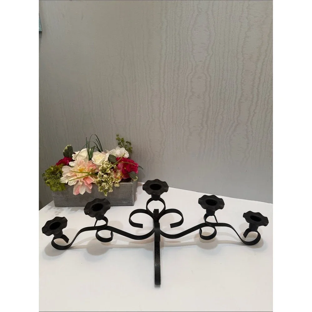 Vintage Black Wrought Iron Candelabra Gothic